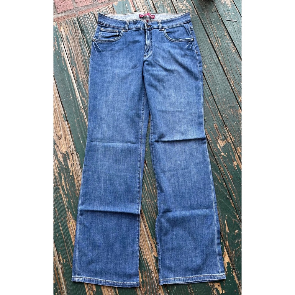 Izod Just Right Bootcut Jeans Womens 10 Blue Denim Medium Wash Embroidered